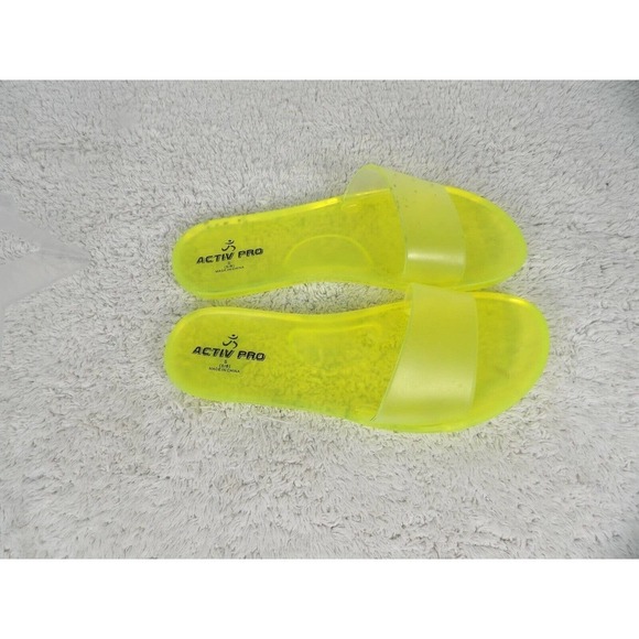 Activ Pro Womens Yellow Transparent Slip On Flat Jelly Slide Sandals Size 5/6 - Picture 2 of 5